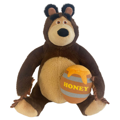 (Mis 3+) MASHA E ORSO (Orso con Barilotto di Miele) Peluche seduto 25cm…x48